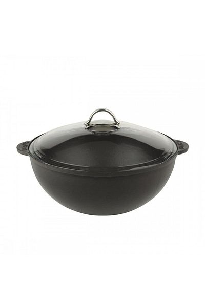 Lava Cast Round Cauldron / Pot - Diameter(ø)28 Cm. 4 liters With Glass Cover