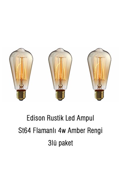 NOONLUX DESIGN&LIGHTING Noonlux Edison Rustik Ampul 3lü Paket Amber Rengi