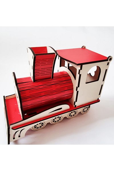 Modellino Wooden Decorative Train Table Pen Holder - Note Holder - Paper Clip - Bulk Needle Box - (Color Selection)