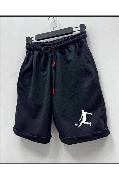 Joza Outdoors Καλοκαιρινό μαύρο σορτς με στάμπα ποδοσφαιριστή