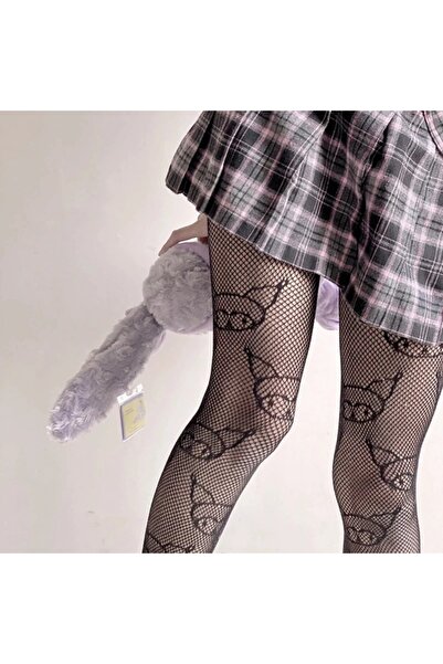 VEGAROKS لوليتا تأثيري أنيمي كورومي منقوشة جوارب طويلة مستوردة سوداء