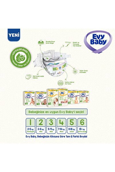 Evy Baby Bebek Bezi 6 Beden XL 4'lü Fırsat Paketi 80 Adet Yeni