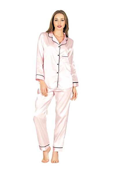 Sistina 1625 Saten Pembe Çeyizlik Pijama Takım Pembe Renk L Beden
