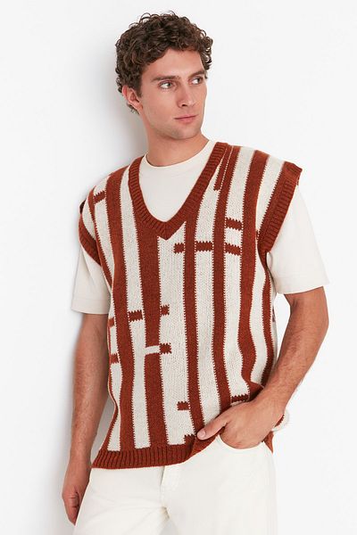Trendyol Collection Sweater Vest - Red - Oversize