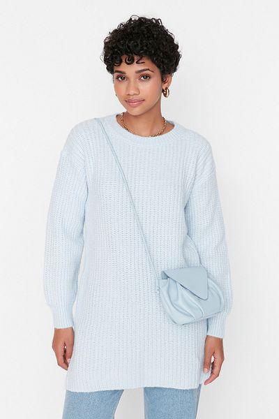Trendyol Modest Πλεκτό πουλόβερ με μπλε σχισμή TCTAW23KZ00028