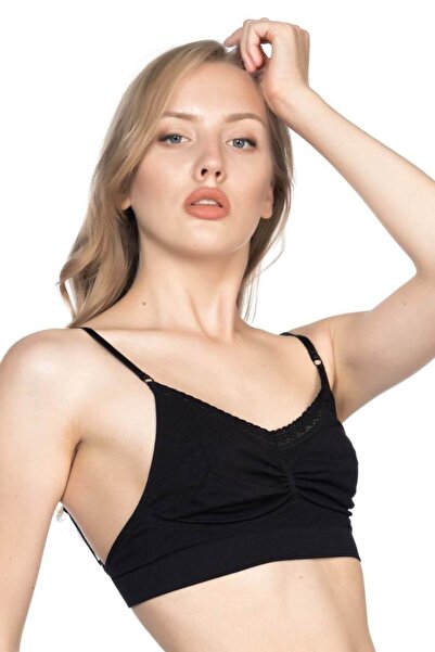 Emay Жіночий чорний безшовний бюстгальтер-мінімізер на застібках 4035