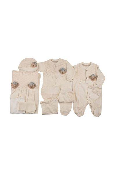 Bebbemini Baby Girl Beige Organic Hospital Released Newborn Set 1665