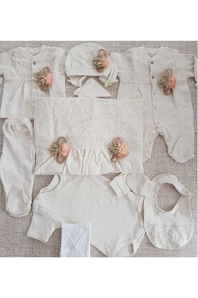 Bebbemini Baby Girl 10 Piece Organic Hospital Discharge Set K1808