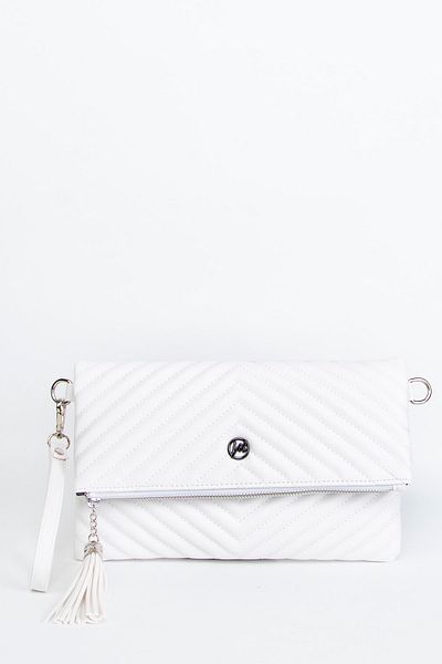 MORCA Women's Clutch Portfolio Bag Long Strap White