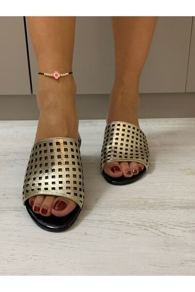 Kesim Shoes Genuine Leather Heeled Slippers 36-43
