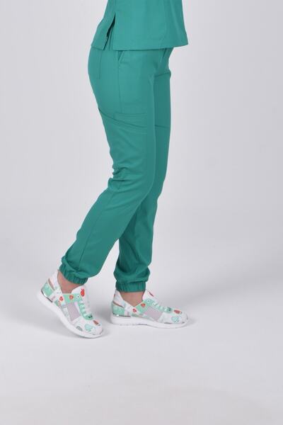 Nur Medikal Giyim Pantaloni de lucru pentru spital, model Atlantis, verde chirurgical, lycra