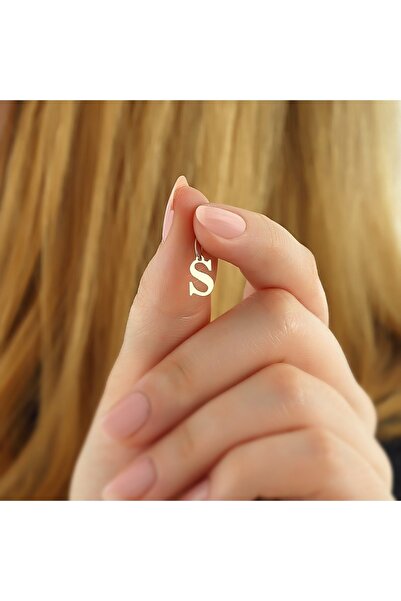 bigakan S Harfi Altın Kaplama 925 Ayar Gümüş Kolye Ucu