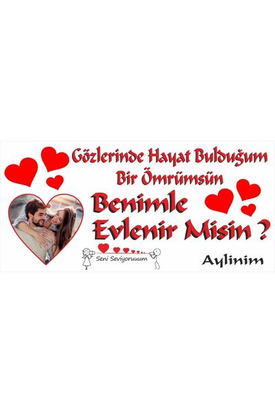 hedefPLUS Evlilik Teklifi Afişi, Evlenme Teklifi Pankart, (150cmx100cm) Kişiy...