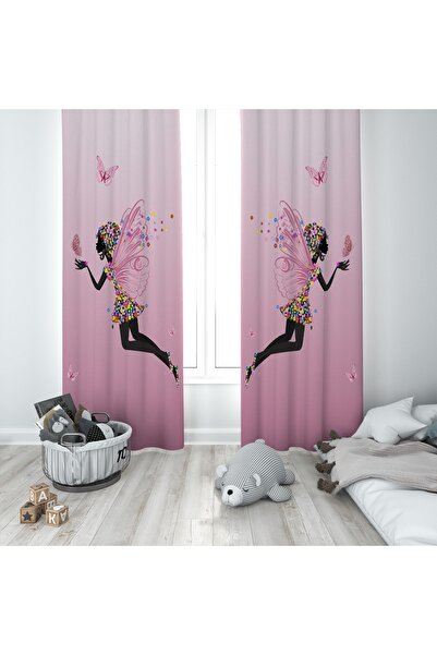 MODA ستارة خلفية منقوشة بجناحين لغرفة الأطفال والرضع باللون الوردي Bmfp-064