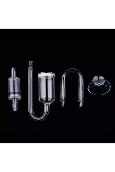 Akvaryum Cam Co2 Uzun Difüzör Difizör - Cam U Dirsek - Check Valf , Vantuz Çe...
