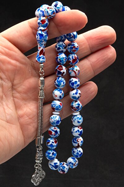 OTTOTESBİH Omul cu respirația mea! Mărgele de rugăciune din mozaic de culoare chihlimbar într-o cutie de lemn