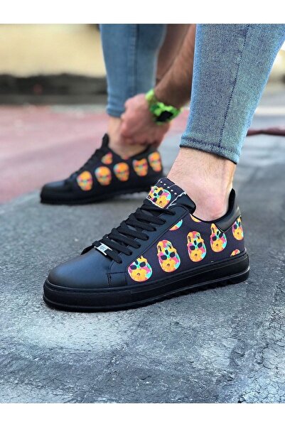 Wagoon Wg01 Pantofi casual pentru bărbați cu imprimeu cu craniu de cărbune