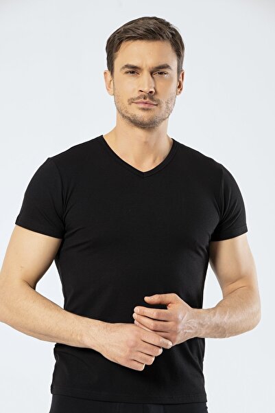 Cacharel Ανδρικό κοντομάνικο μπλουζάκι με λαιμόκοψη 95% βαμβάκι 5% ελαστάνη