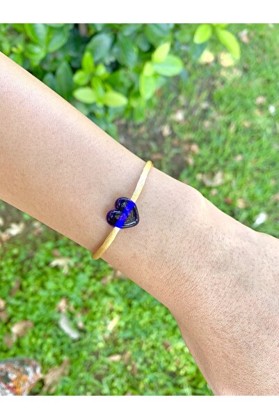 Murano Glass Beads Midnight Blue Heart Bracelet