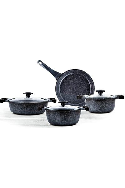 ThermoAD Cast Aluminum Granite 7 Piece Cookware Set Gray