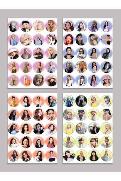 Güneş Kırtasiye Blackpink Jennie-rose-lisa-jisoo Sticker Set 4 Sayfa Yuvarlak Etiket
