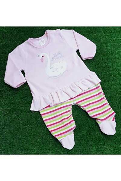 Sönmez Baby Kuğulu Pullu Etekli Kadife Kız Bebe Tulum