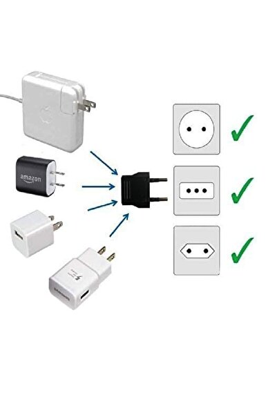 aogo Amerikan Priz Dönüştürücü Abd'den Avrupa'ya Fiş Adaptörü Fiş Çevirici Uç Abd Plug Eu Siyah