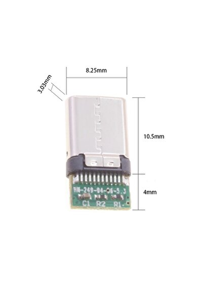 SONREYON 5 Adet Type-c Şarj Soketi 24 Pin (siyah Renk )
