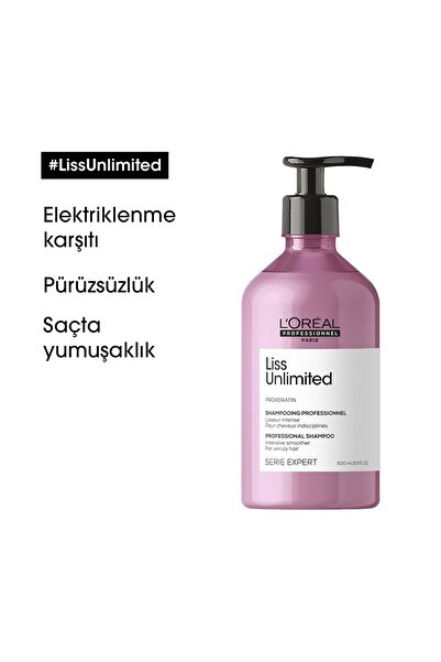 L'oreal Professionnel Liss Unlimited Asi Saçlar İçin Keratin Pürüzsüzleştirici Kontrol Şampuan 500 ml