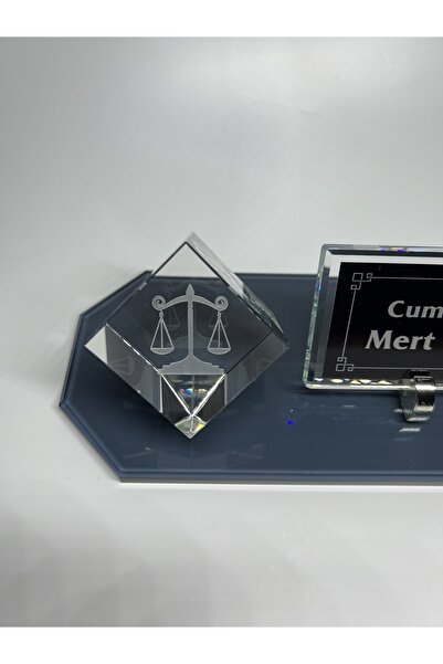 Gündoğan Kristal Avukat Savcı Hakimlere Özgü Küp Patlatma Logo Ve Füme Cam Ma...