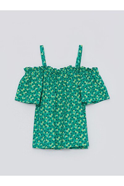 LC Waikiki Lcw Kids Kayık Yaka Desenli Kısa Kollu Kız Çocuk Bluz