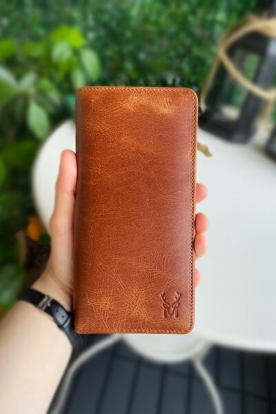 Modica Men's Tan Long Wallet Genuine Leather Portfolio with Phone Compartment Long Men's Wallet |   Boston