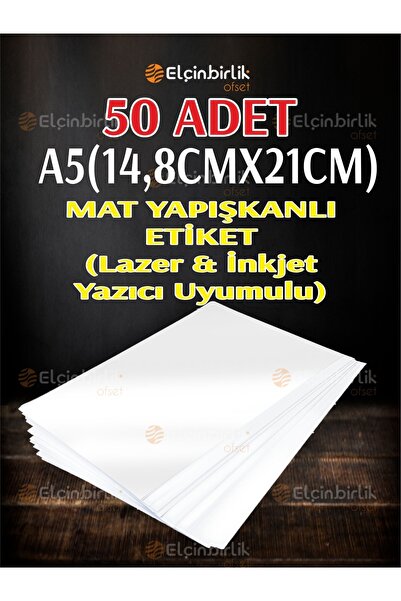 elçinbirlik 50li Kartuşlu A5 Mürekkepli Tüm Yazıcılara Uygun Yapışkanlı Mat K...