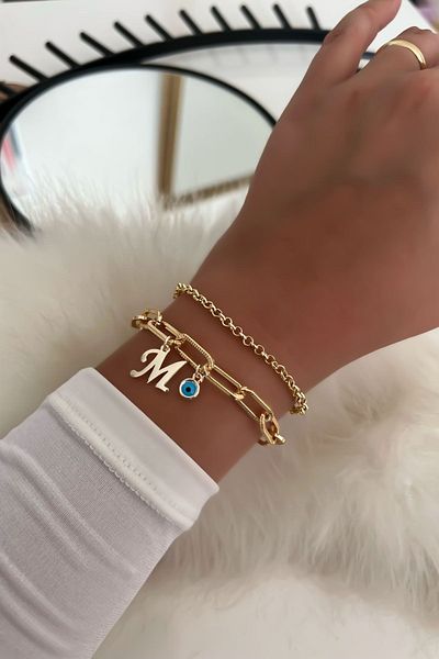 Trendy Butik سوار سلسلة مزدوجة بحروف موديل: 32