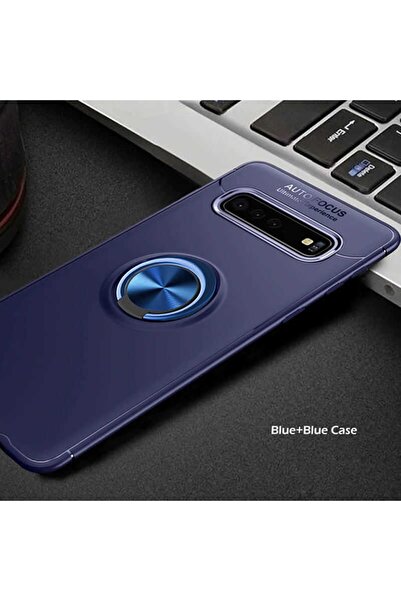 Nevarium Galaxy S10 Plus Kılıf Yüzüklü Silikon Range - Mavi
