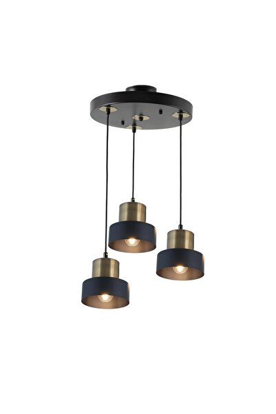 TT AYDINLATMA Tt031-3y-sy-esk Mat Siyah-eskitme 3 Lü Yuvarlak Avize