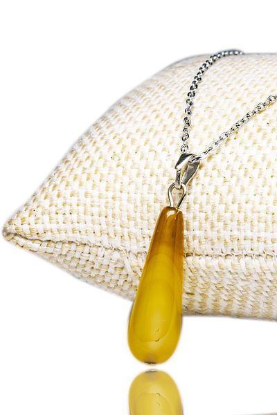Tesbih Atölyesi Certified Drop Cut Natural Agate Stone Necklace