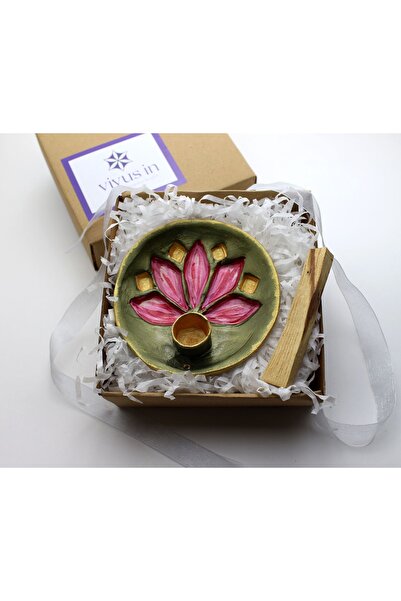 vivus in Lotus Palo Santo Tütsü Hediyeli Seramik Tütsülük El Yapımı Ceviz Yeşili