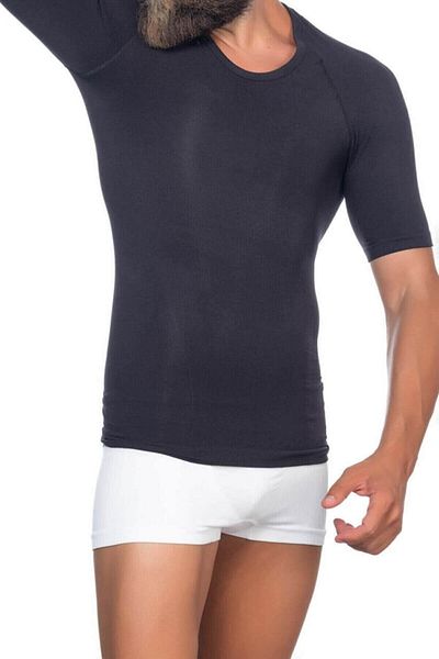 by İGP Men's Black Seamless Non-marking Half Sleeve Corset Undershirt