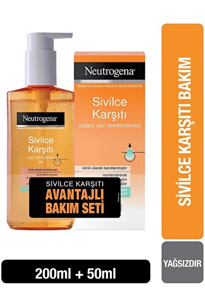 Neutrogena Sivilce Karşıtı Temizleme Jeli 200 Ml Ve Kremi 50 Ml Seti