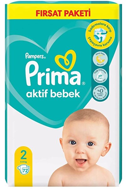 Prima مجموعة حفاضات الأطفال النشطة مقاس 2 72 قطعة
