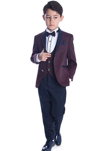 ceocuk Boy's Burgundy Shirt Tuxedo