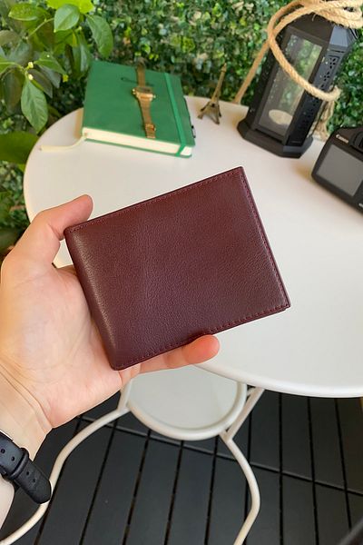 Modica Edusa - Magnetic Genuine Leather Classic Claret Red Men's Wallet, High-End Handcrafted