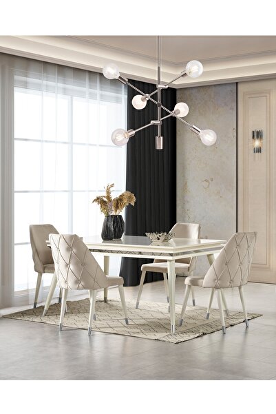 Eymense Lotus Yemek Masa Takımı Silver