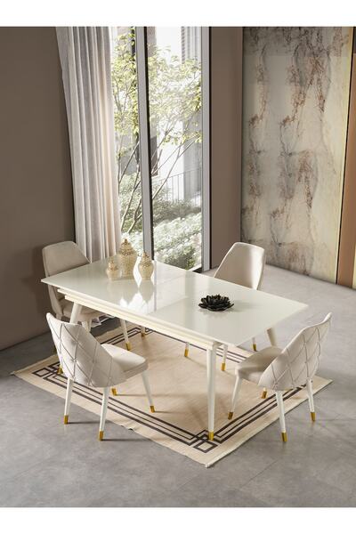 Eymense Lotus Yemek Masa Takımı Gold