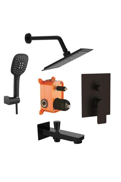 Bien 2 Yollu Waterflowbox Ankastre Duş Sistemi Seti - Kare Mat Siyah