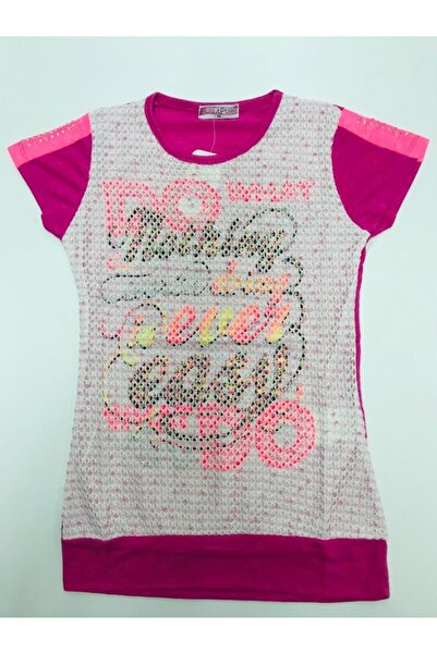 Baby Slon Kids Clup Önü Baskılı Üstü Fileli Kız Çocuk Badi Tunik