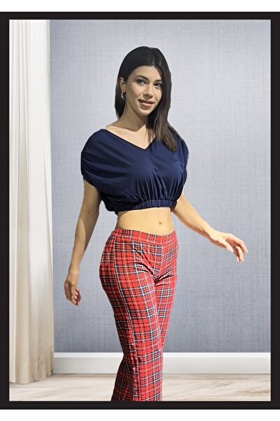 LoeCulotte Women's Red Plaid Pajama Set