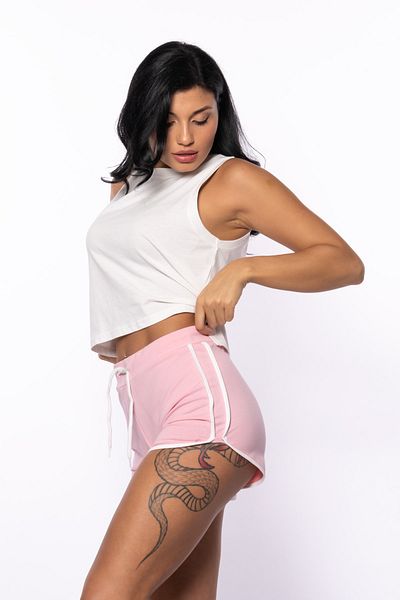 Grenj Fashion Mini pantaloni scurți roz cu dungi cu două fire