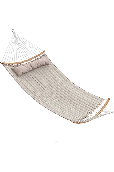 ALTINOLUK HAMAK Oval Tahtalı Yeni Çift Kişilik Yastıklı Kumaş Hamak Bej